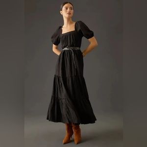 Anthropologie puff-sleeve tiered maxi dress Sz. PXS